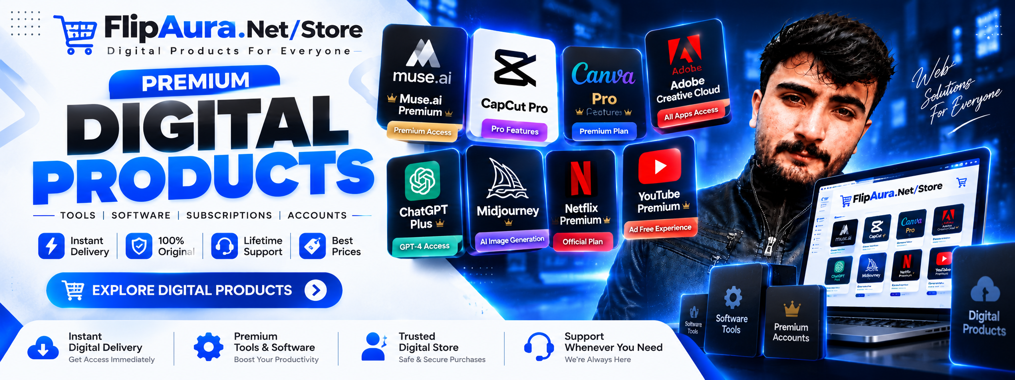 Title Premium Digital Products | Muse.ai, CapCut Pro & More